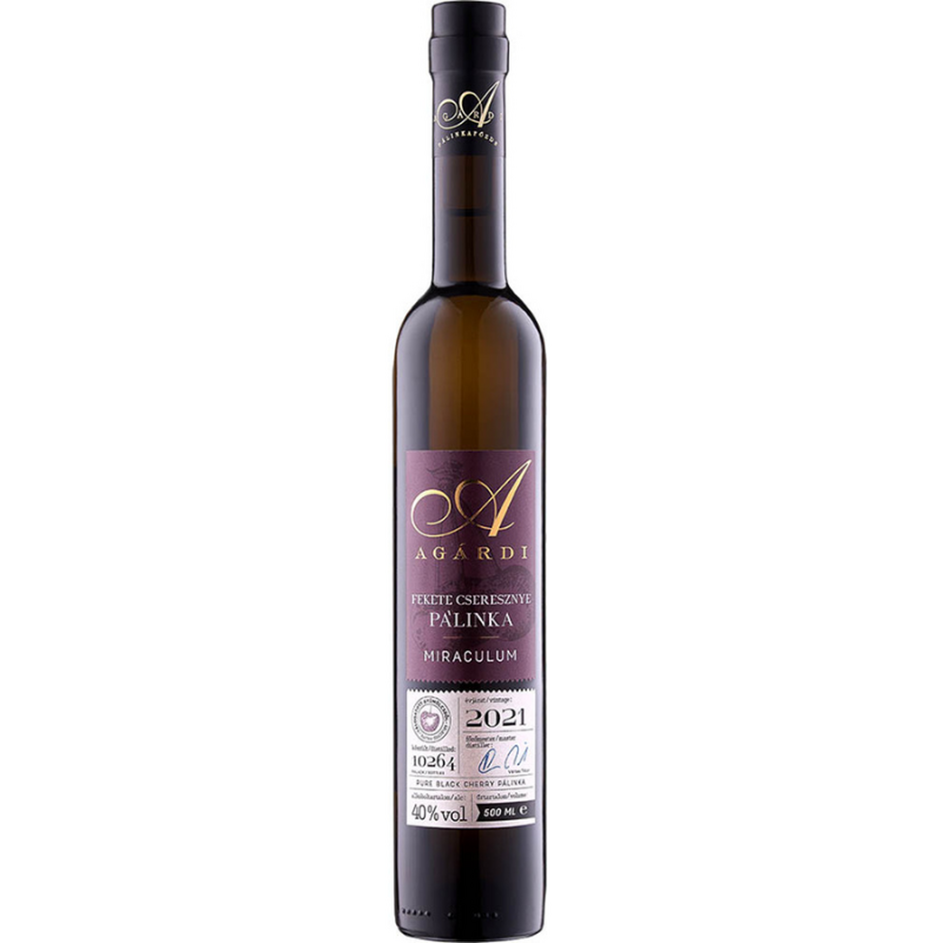 Agárdi Miraculum Fekete Cseresznye Pálinka 40% 0,5 LITER
